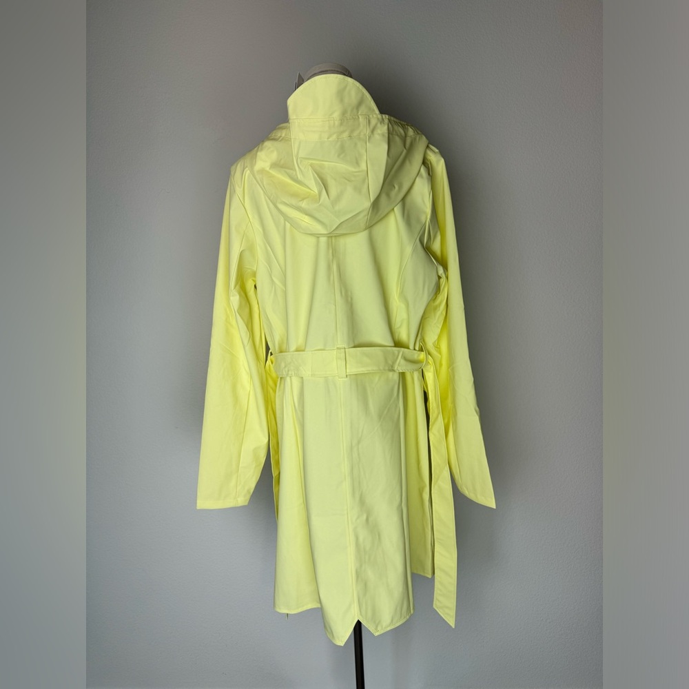 RAINS Yellow Straw Curve Trenchcoat Rain Jacket Women’s Large - Picture 3 of 10